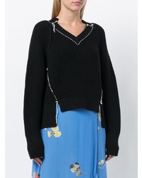 Женский черный свитер с v-образным вырезом от Circus Hotel