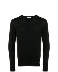 Мужской черный свитер с v-образным вырезом от Cruciani