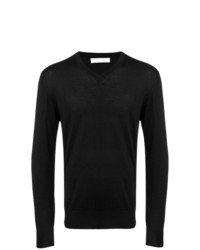 Мужской черный свитер с v-образным вырезом от Cruciani