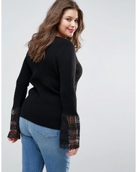 Женский черный свитер с v-образным вырезом от Asos