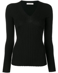 Женский черный свитер с v-образным вырезом от D-Exterior