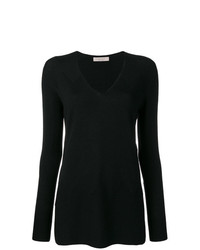 Женский черный свитер с v-образным вырезом от D-Exterior