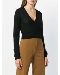 Женский черный свитер с v-образным вырезом от Rick Owens