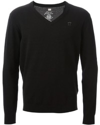 Мужской черный свитер с v-образным вырезом от Diesel