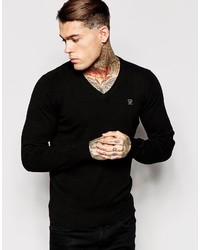 Мужской черный свитер с v-образным вырезом от Diesel