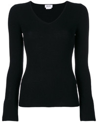 Женский черный свитер с v-образным вырезом от DKNY