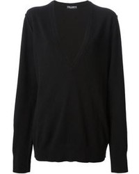 Женский черный свитер с v-образным вырезом от Dolce & Gabbana