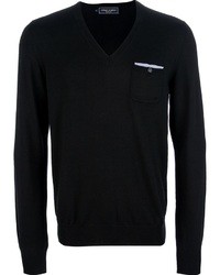 Мужской черный свитер с v-образным вырезом от DSquared