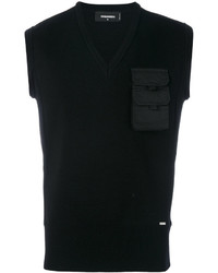 Мужской черный свитер с v-образным вырезом от DSQUARED2