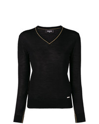 Женский черный свитер с v-образным вырезом от Dsquared2