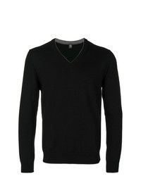 Мужской черный свитер с v-образным вырезом от Eleventy