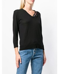 Женский черный свитер с v-образным вырезом от Cavalli Class