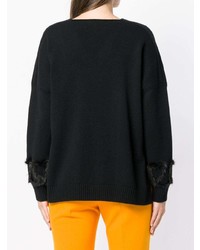 Женский черный свитер с v-образным вырезом от Fendi