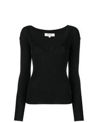 Женский черный свитер с v-образным вырезом от Enfold