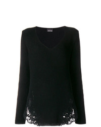 Женский черный свитер с v-образным вырезом от Ermanno Scervino