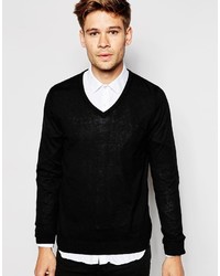 Мужской черный свитер с v-образным вырезом от Esprit
