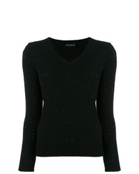 Женский черный свитер с v-образным вырезом от Etro