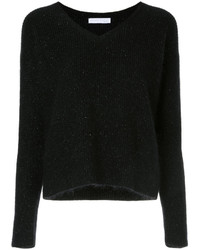 Женский черный свитер с v-образным вырезом от Fabiana Filippi