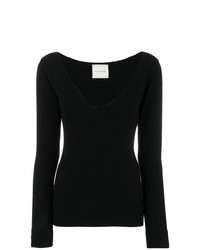 Женский черный свитер с v-образным вырезом от Fine Edge