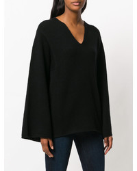 Женский черный свитер с v-образным вырезом от Allude