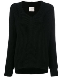 Женский черный свитер с v-образным вырезом от Forte Forte