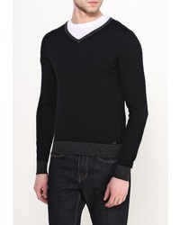 Мужской черный свитер с v-образным вырезом от Gas