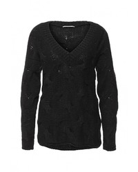 Женский черный свитер с v-образным вырезом от Gas