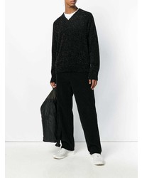 Мужской черный свитер с v-образным вырезом от Our Legacy