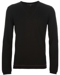 Мужской черный свитер с v-образным вырезом от Gucci