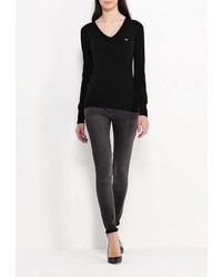 Женский черный свитер с v-образным вырезом от Guess Jeans