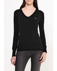 Женский черный свитер с v-образным вырезом от Guess Jeans