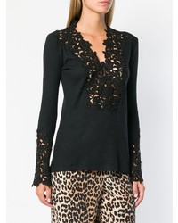 Женский черный свитер с v-образным вырезом от Ermanno Scervino