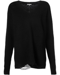 Женский черный свитер с v-образным вырезом от Helmut Lang