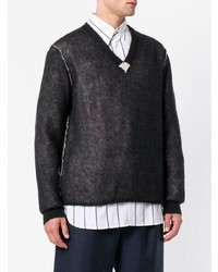Мужской черный свитер с v-образным вырезом от Marni