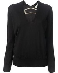 Женский черный свитер с v-образным вырезом от Jean Paul Gaultier
