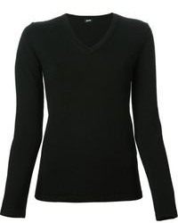 Женский черный свитер с v-образным вырезом от Jil Sander