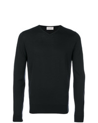 Мужской черный свитер с v-образным вырезом от John Smedley