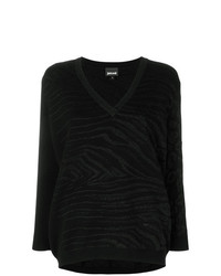 Женский черный свитер с v-образным вырезом от Just Cavalli