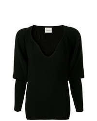 Женский черный свитер с v-образным вырезом от Khaite