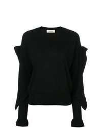 Женский черный свитер с v-образным вырезом от Laneus