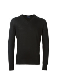 Мужской черный свитер с v-образным вырезом от Lanvin