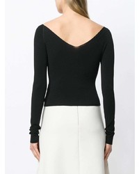 Женский черный свитер с v-образным вырезом от Lemaire