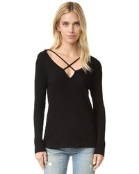 Женский черный свитер с v-образным вырезом от LnA
