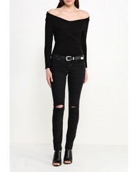 Женский черный свитер с v-образным вырезом от LOST INK