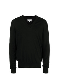 Мужской черный свитер с v-образным вырезом от Maison Margiela