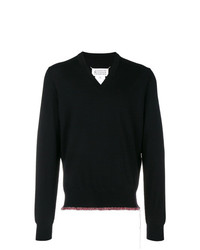 Мужской черный свитер с v-образным вырезом от Maison Margiela