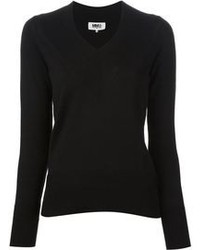 Женский черный свитер с v-образным вырезом от Maison Martin Margiela