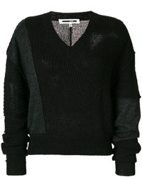 Женский черный свитер с v-образным вырезом от MCQ