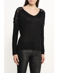 Женский черный свитер с v-образным вырезом от Mim