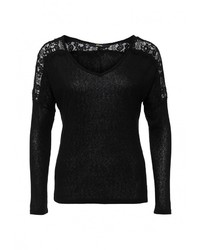 Женский черный свитер с v-образным вырезом от Mim